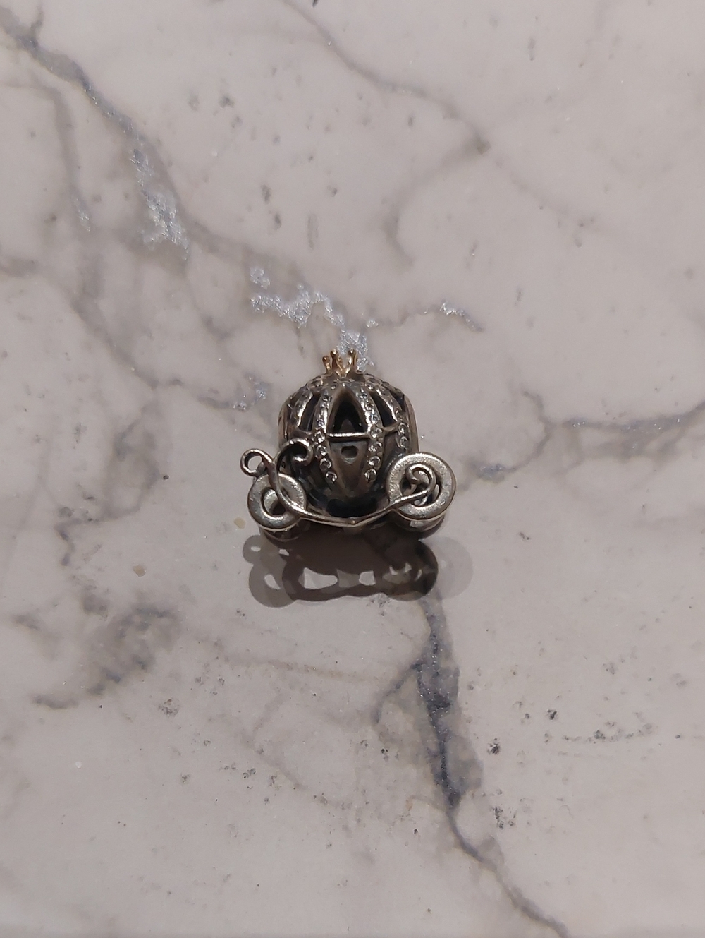 Pandora Silver and Gold Cinderella Carriage Charm Pendant